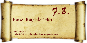 Fecz Boglárka névjegykártya